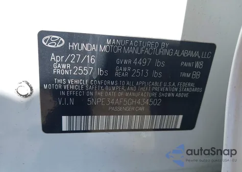2016 Hyundai Sonata Limited from USA, damaged, VIN 5NPE34AF5GH434502